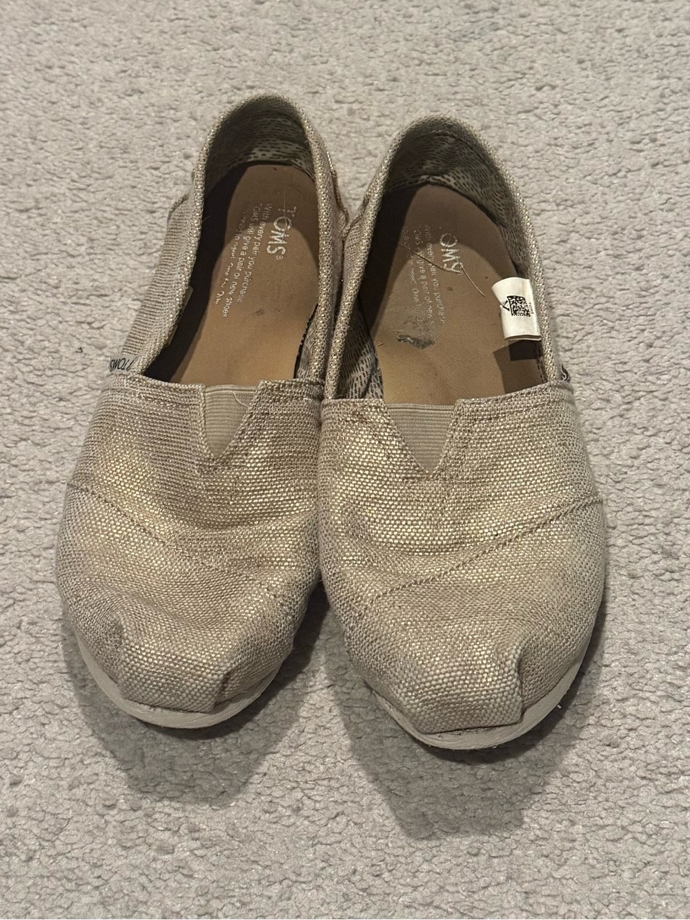 Toms Beige Canvas Slip-On Flats